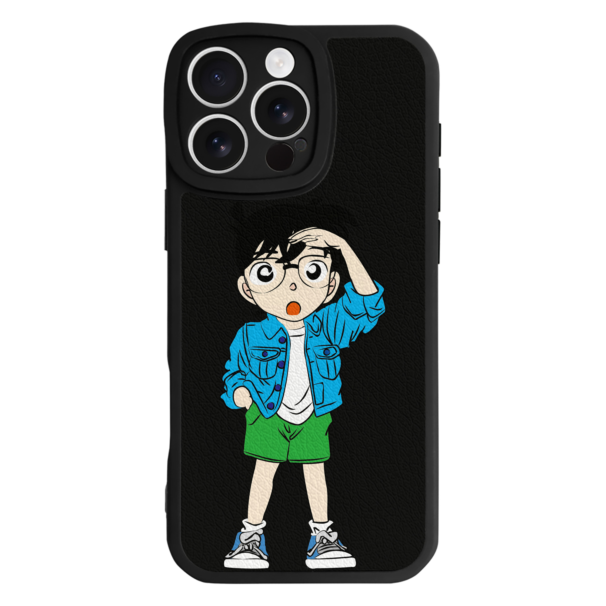 （画像用） 名探偵コナン 江戸川 コナン Detective Conan Conan Edogawa 【iPhone 16シリーズ対応】シリコンスマホケース（レザー調） 材質：シリコン